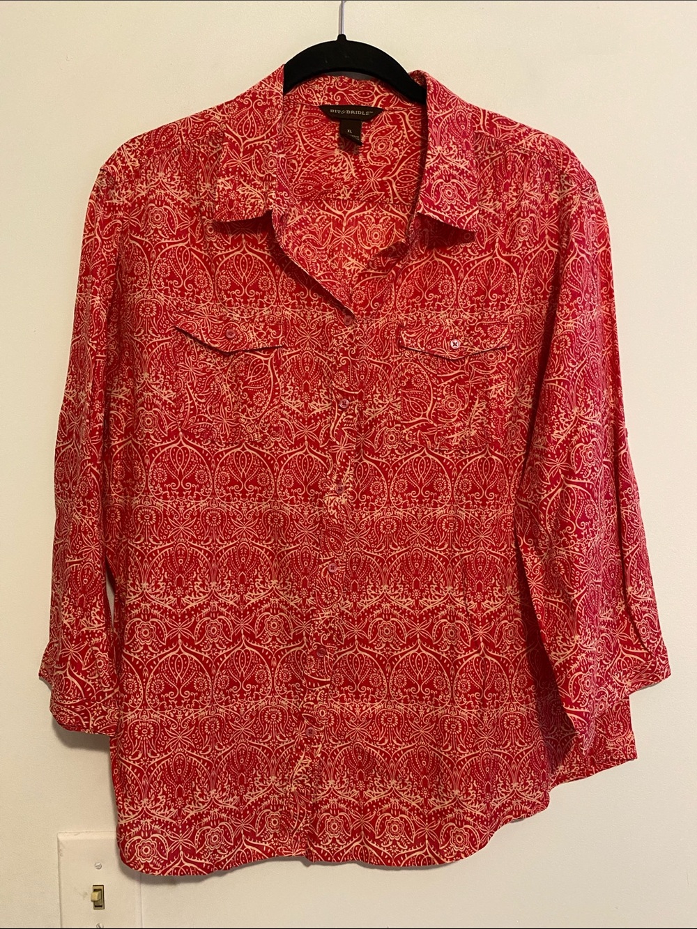 Bit & Bridle Red Printed Button-Down Shirt